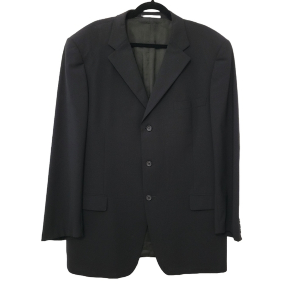 Ermenegildo Zegna "Soft" Men's‎ Solid Black Blazer Size US 48L Wool Stretch Coat